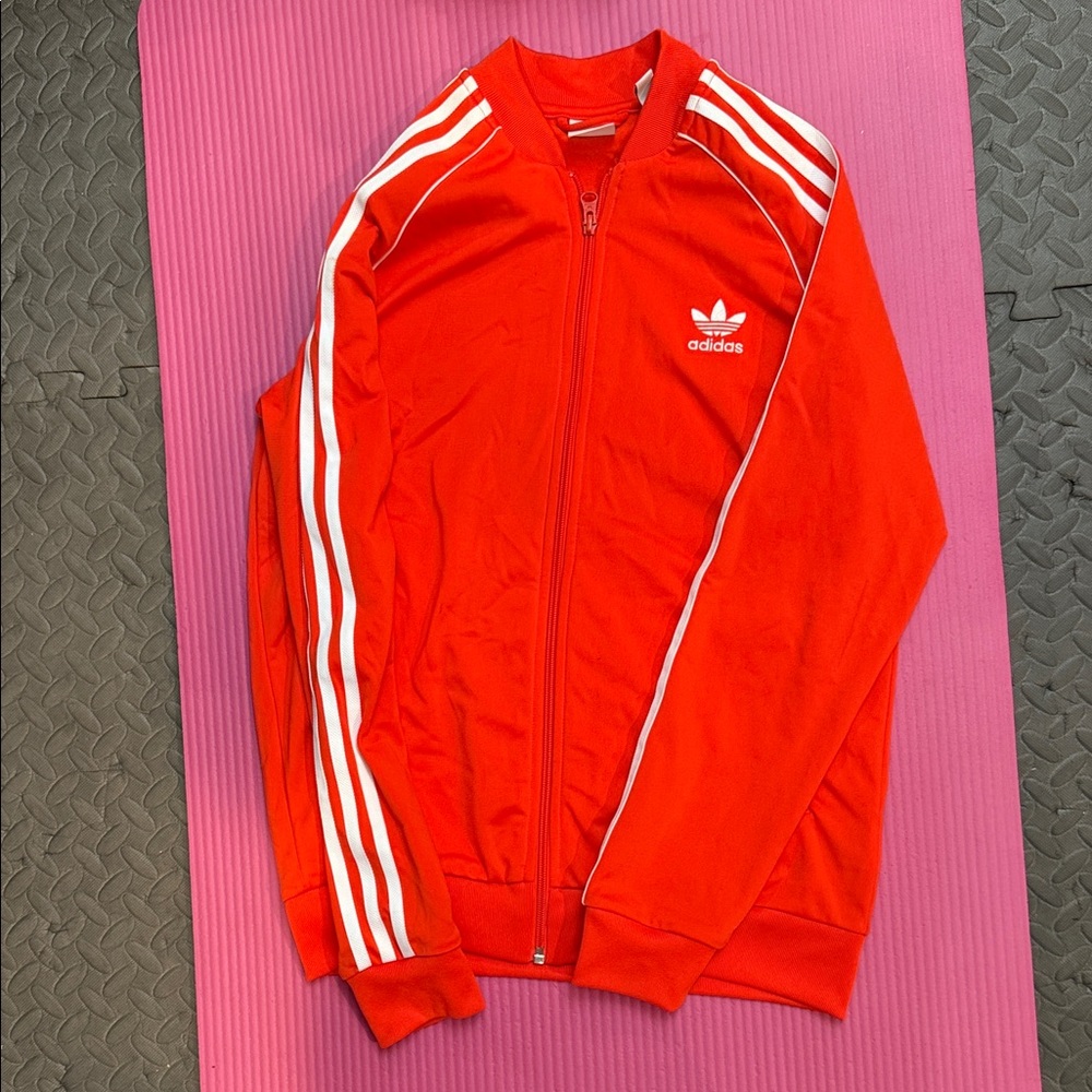 Adidas Bold Orange jacket with White Stripes
